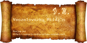 Veszelovszky Milán névjegykártya