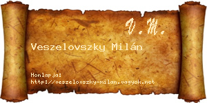 Veszelovszky Milán névjegykártya